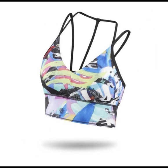 Reebok Multi Color Racerback Sports Bra Medium - Picture 4 of 9